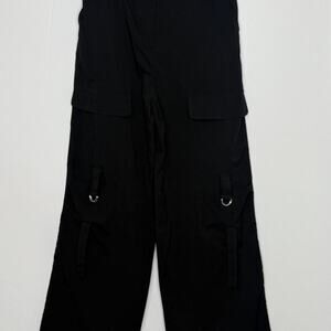 Black cargo pants with adjustable